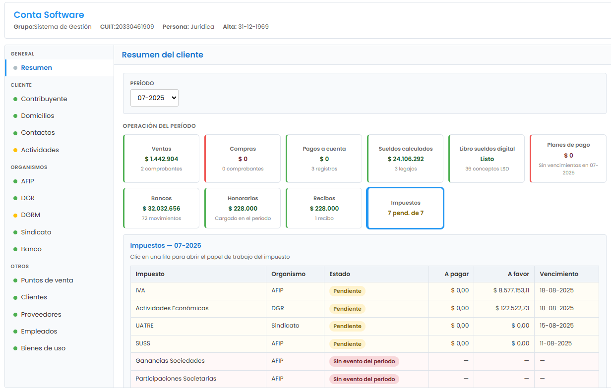 Vista previa de la ficha del cliente v2 en CONTA